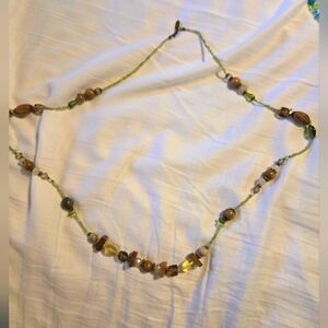 Elegant Brown and Green Beaded Necklace